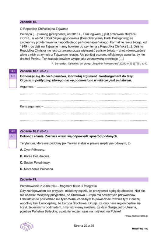 Matura 2023 WOS rozszerzony - arkusze CKE formuła 2023