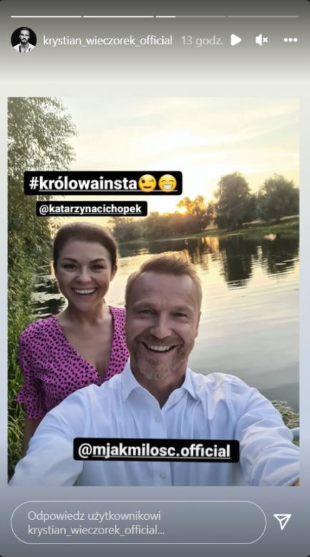 M jak miłość na planie. Kinga (Katarzyna Cichopek), Andrzej Budzyński (Krystian Wieczorek)