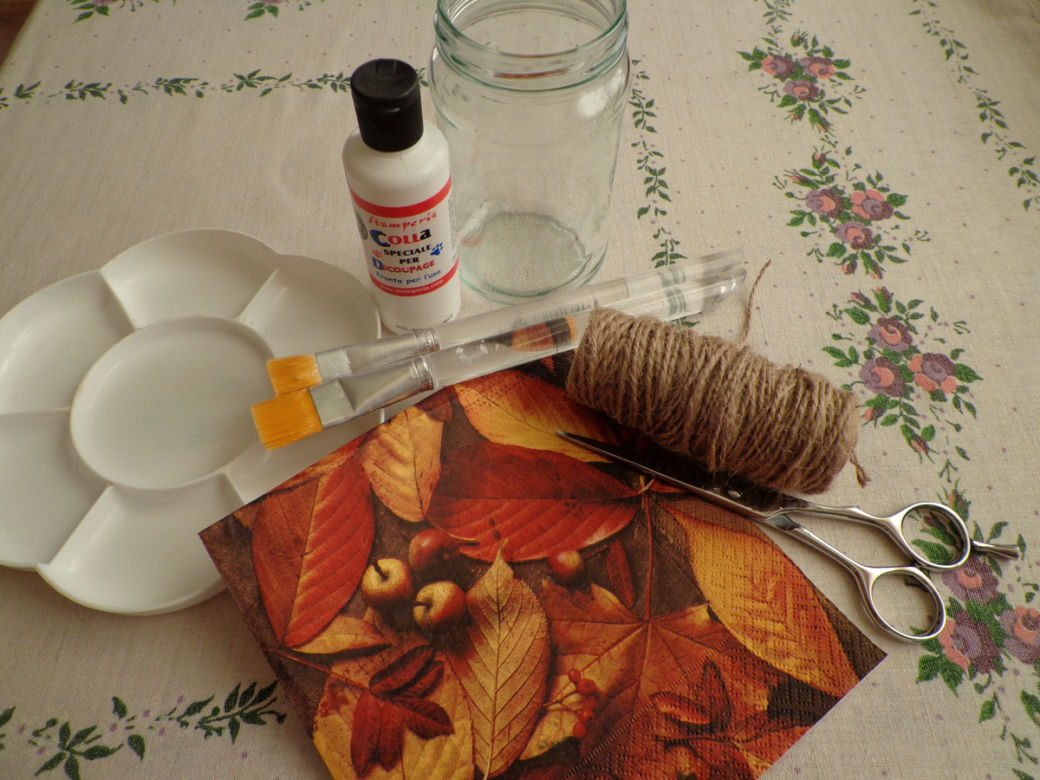Jesienny lampion decoupage
