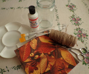 Jesienny lampion decoupage