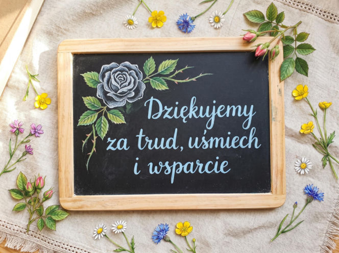 Kartka dla nauczyciela na koniec roku szkolnego