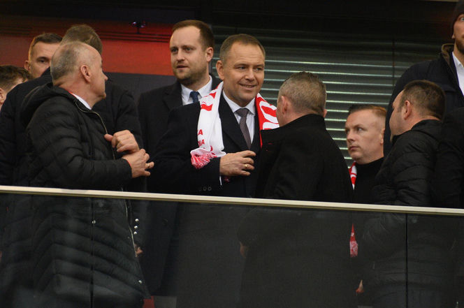 Karol Nawrocki na meczu Polska - Holandia