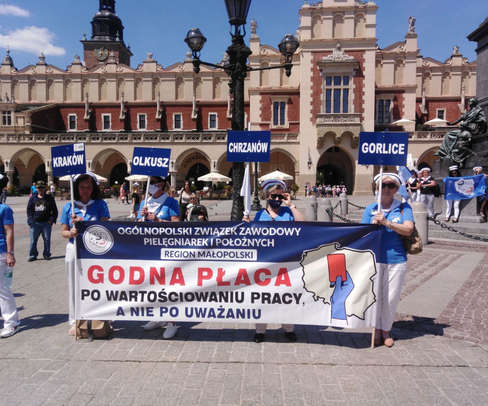 Protest pielęgniarek w Krakowie