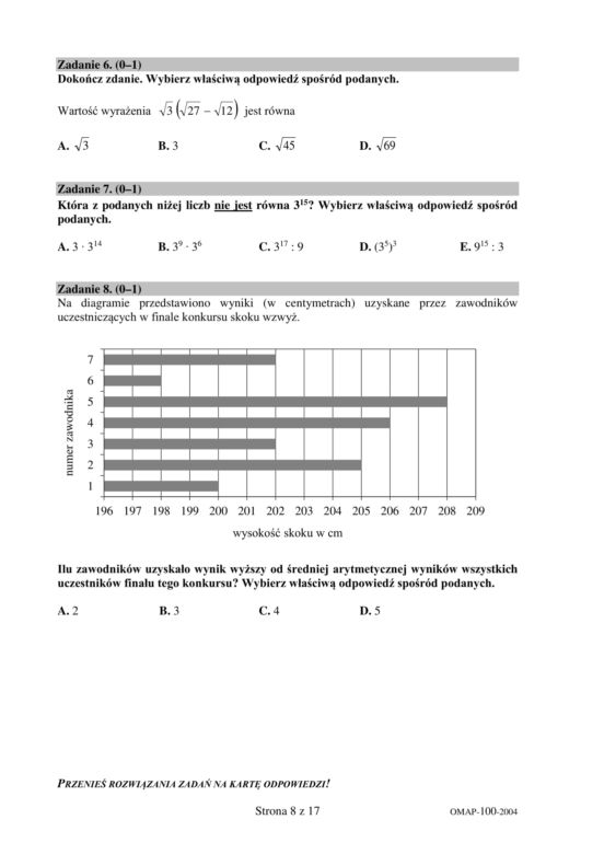 Egzamin ósmoklasisty 2020 - arkusz egzaminacyjny z matematyki