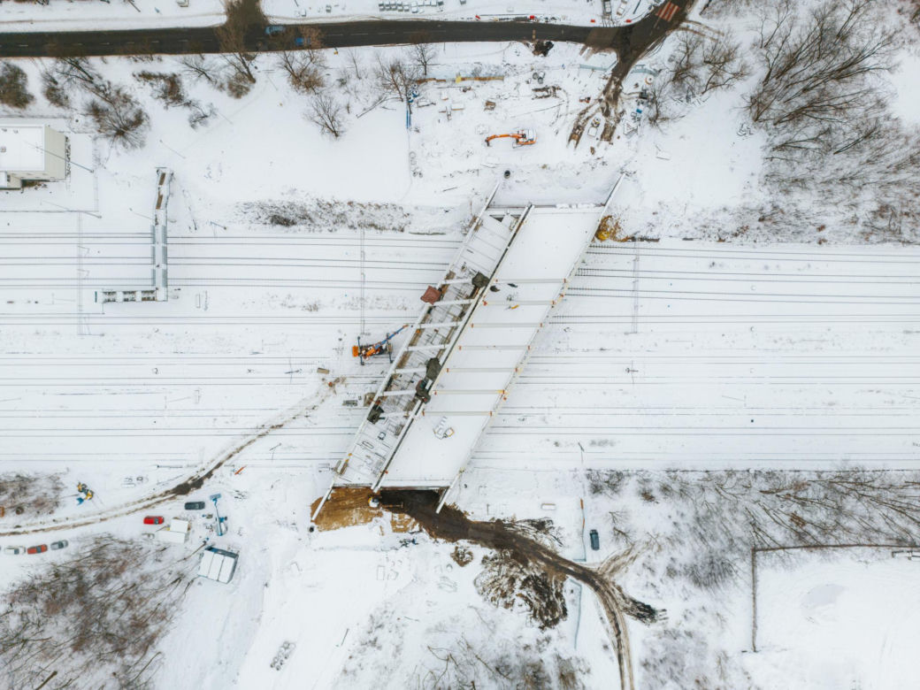 Budowa wiaduktu nad linia kolejową w Sosnowcu