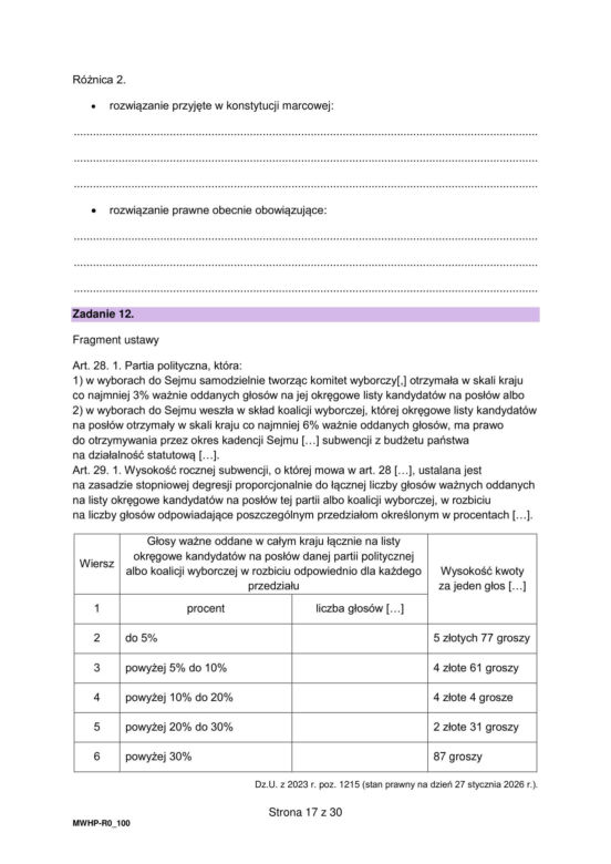 Matura 2026: WOS rozszerzony 12.05.2026r. Arkusze CKE, poziom podstawowy [Formuła 2023]