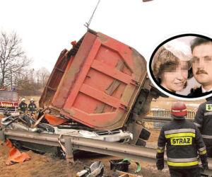 Tir spadł im na głowy