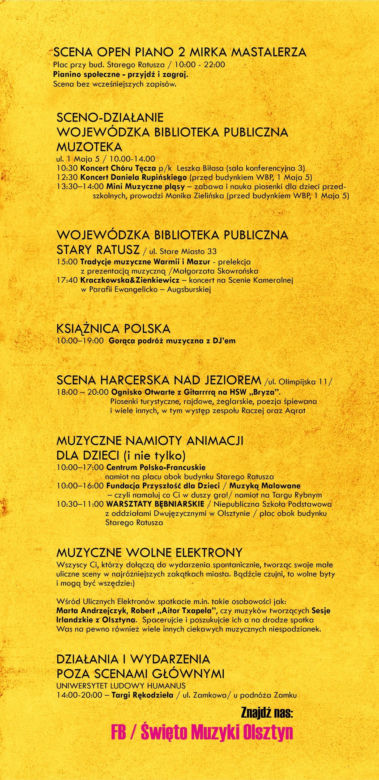   Święto Muzyki w Olsztynie 2024. Co będzie się działo? Program imprezy