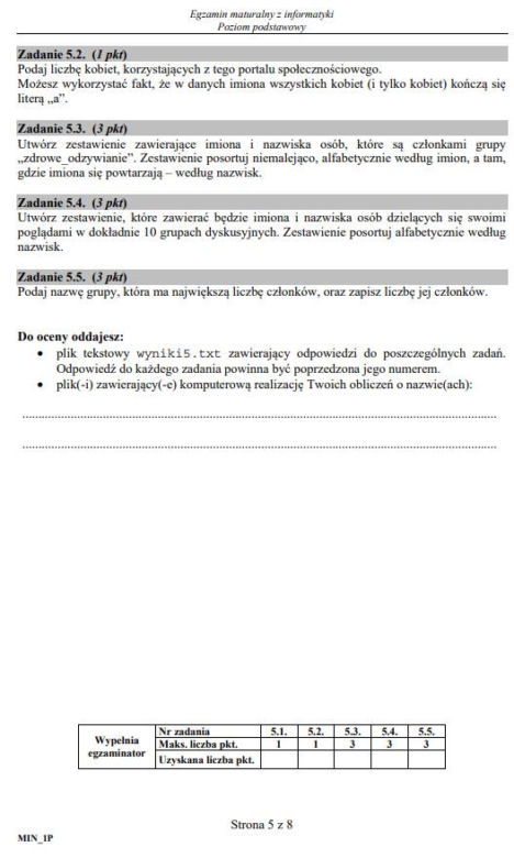 Matura 2020: Informatyka. Poziom PODSTAWOWY. ARKUSZ CKE