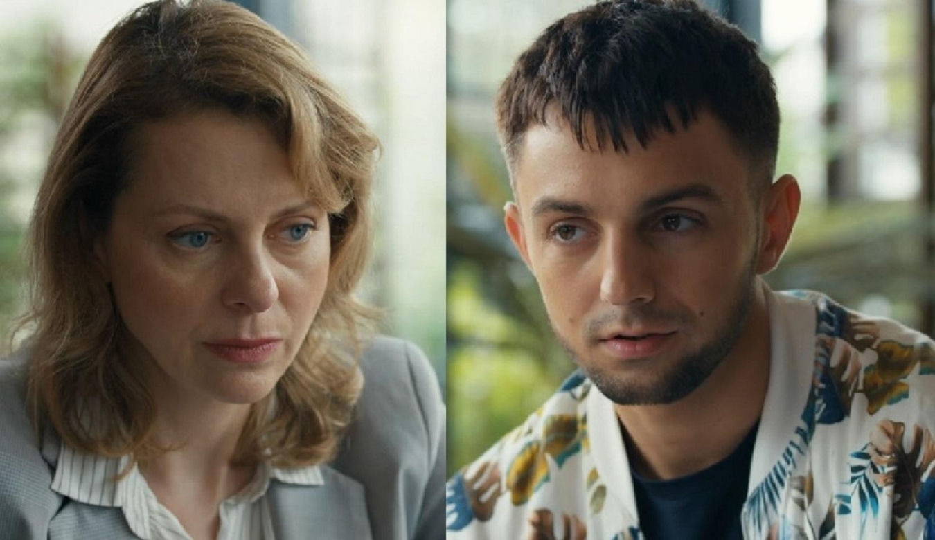 Barwy szczęścia, odcinek 3290. Dorota Kujawiak (Karina Seweryn), Mirek (Oliwier Kozłowski)