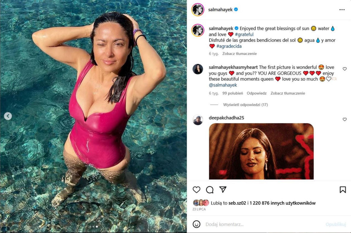 Szok! Salma Hayek kończy 57 lat. Nowe zdjęcie jest tym najgorętszym