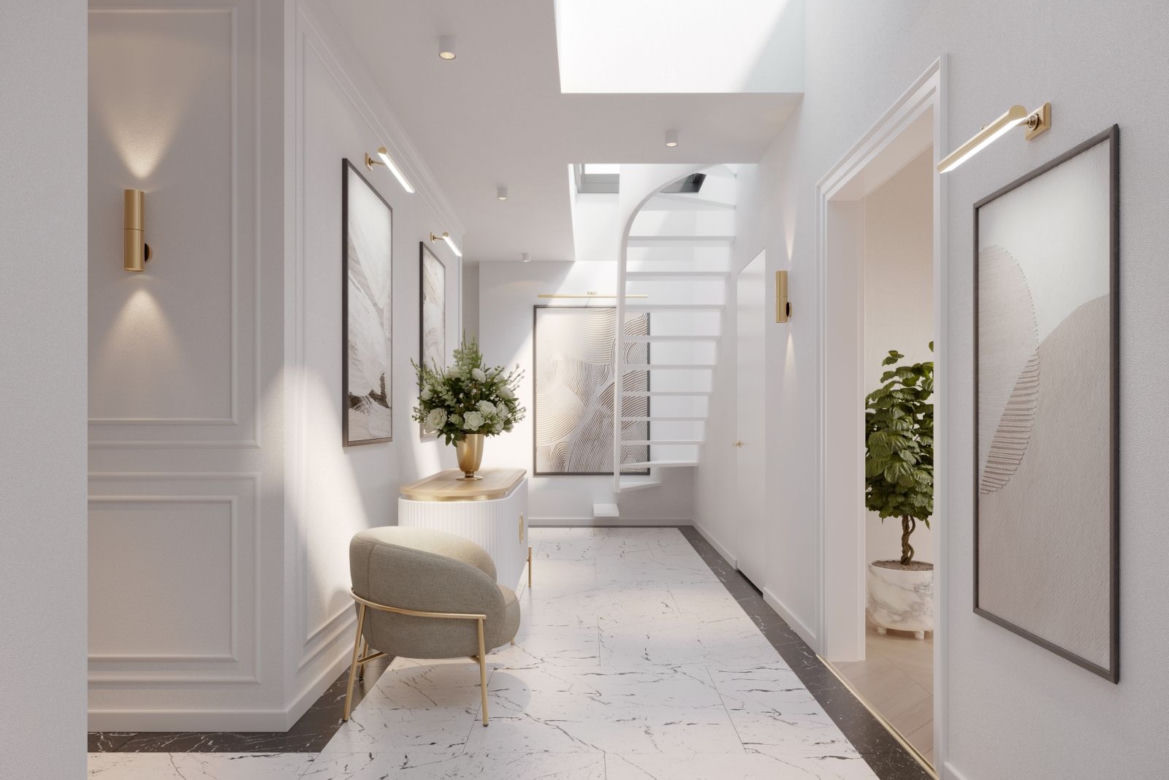 Wnętrza penthouse'u w kamienicy Foksal 13/15