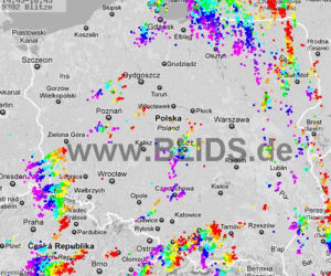 Burze w Polsce, 29.07.2012 - MAPA z godz. 14.45 - 16.45