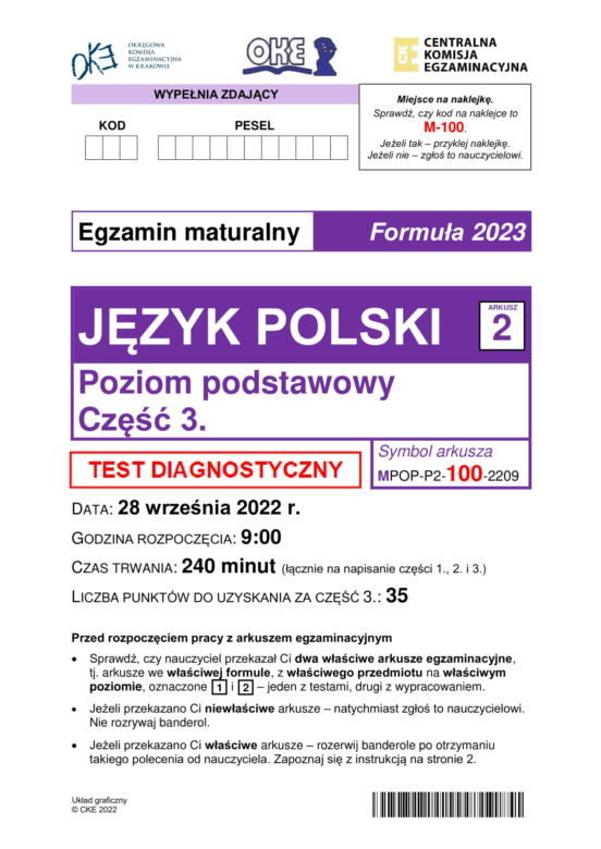 Matura próbna 2023: polski.   Arkusz CKE [GALERIA]