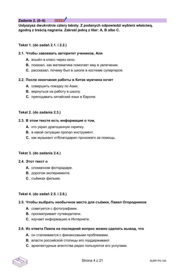 Matura 2026 ROSYJSKI podstawowy: Odpowiedzi do wszystkich zadań - sprawdź, czy zdałeś! 6.05.2026