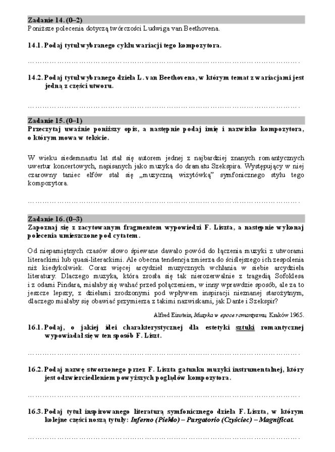 Historia muzyki matura