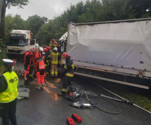 Wypadek na trasie DW 531 Łęguty - Worliny. Droga zablokowana na kilka godzin