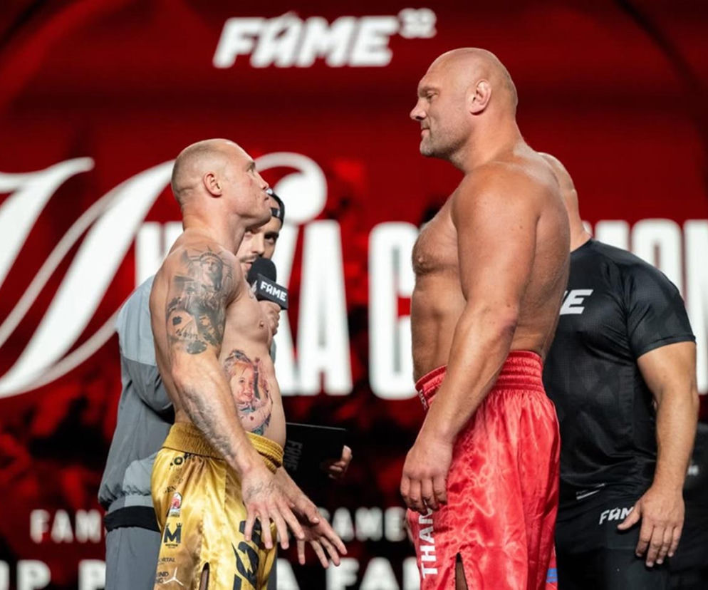 Zawodnicy Michał Królik i Marcin Sianos podczas face-to-face przed FAME 32. Wyniki gali znajdziesz w SE Supersport.