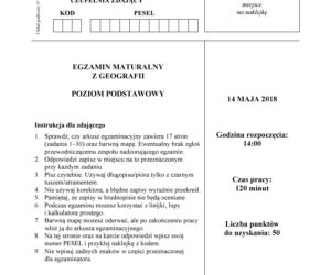 Matura 2018 - Geografia poziom podstawowy. Arkusze egzaminacyjne, stara matura