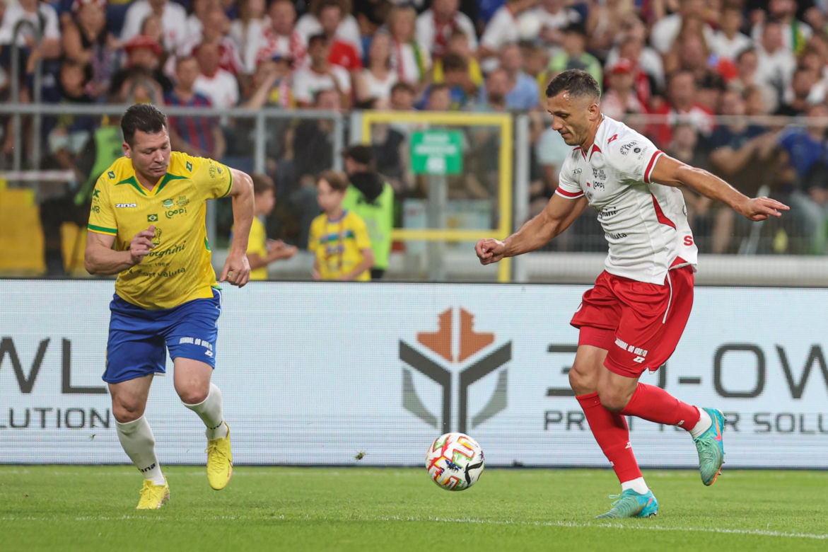 Ronaldinho na Stadionie Śląskim w meczu gwiazd Polska - Brazylia