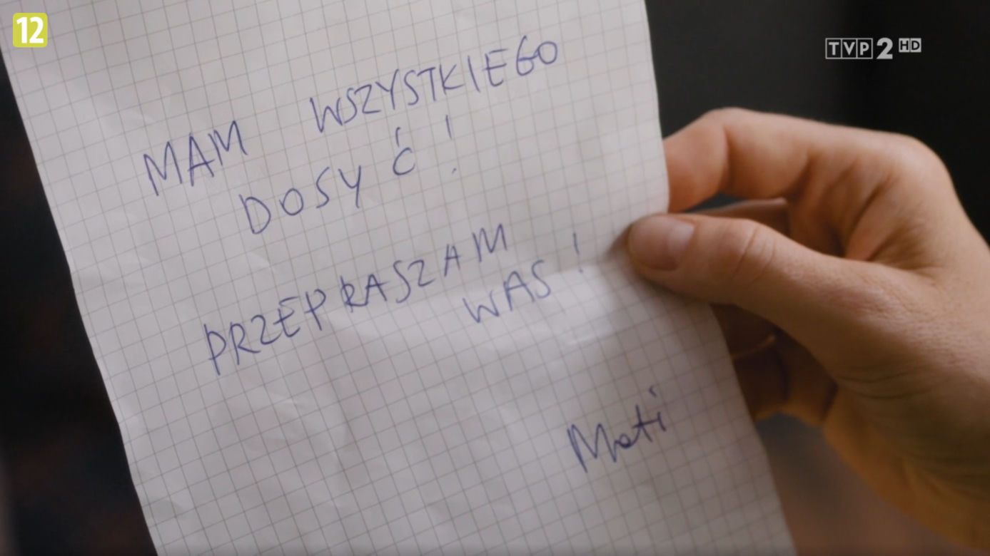 Na dobre i na złe, odc. 821: list pożegnalny Mateusza