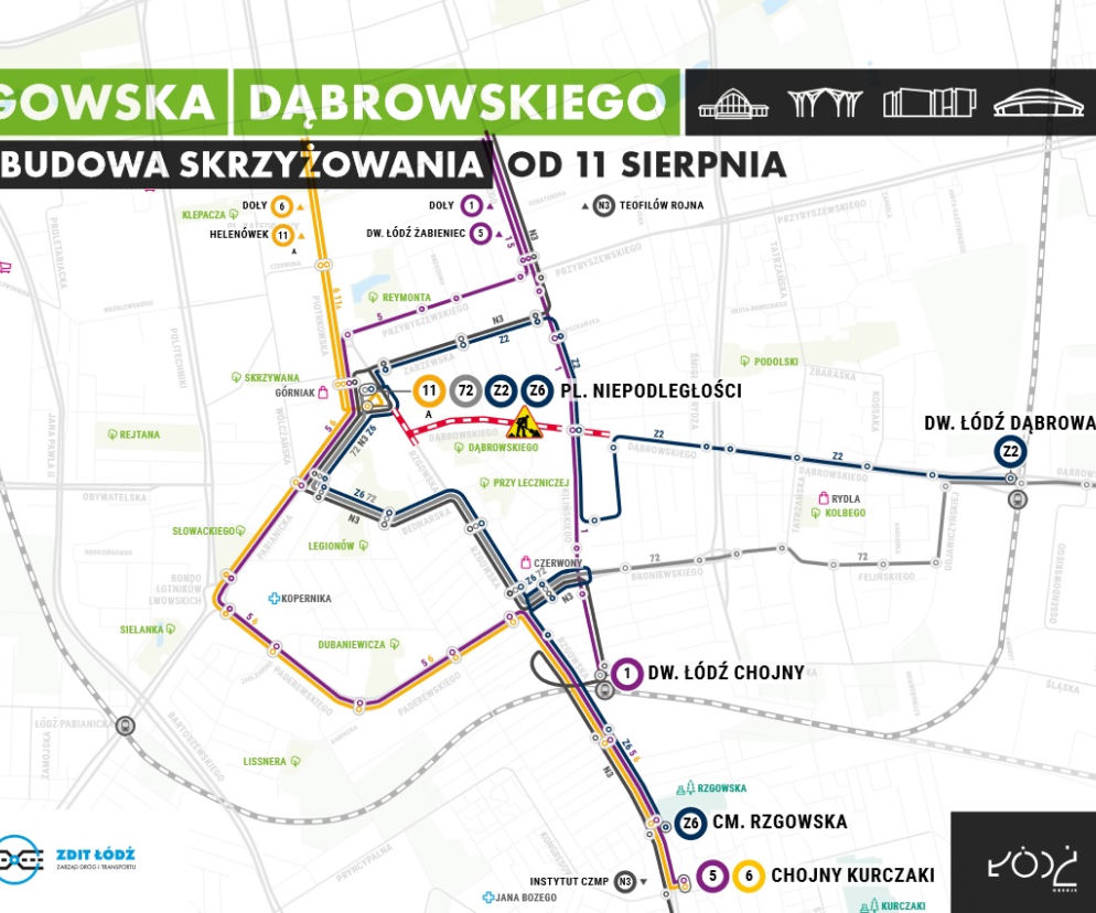Wraz z zakończeniem prac na Kilińskiego, drogowcy rozpoczną roboty przy kolejnym etapie przebudowy ul. Dąbrowskiego, na skrzyżowaniu z ul. Rzgowską