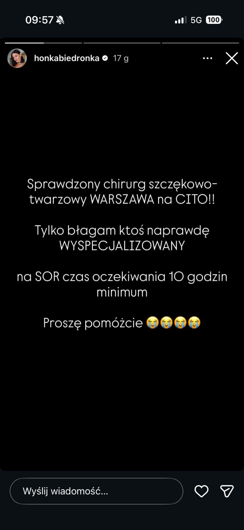 Honorata Skarbek i jej wpis na Instagramie