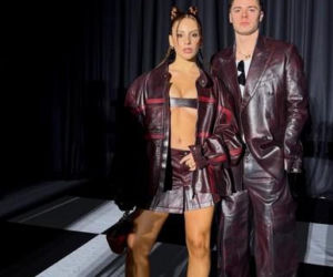 Nicola Zalewski i Emily Pallini na pokazie mody w Mediolanie