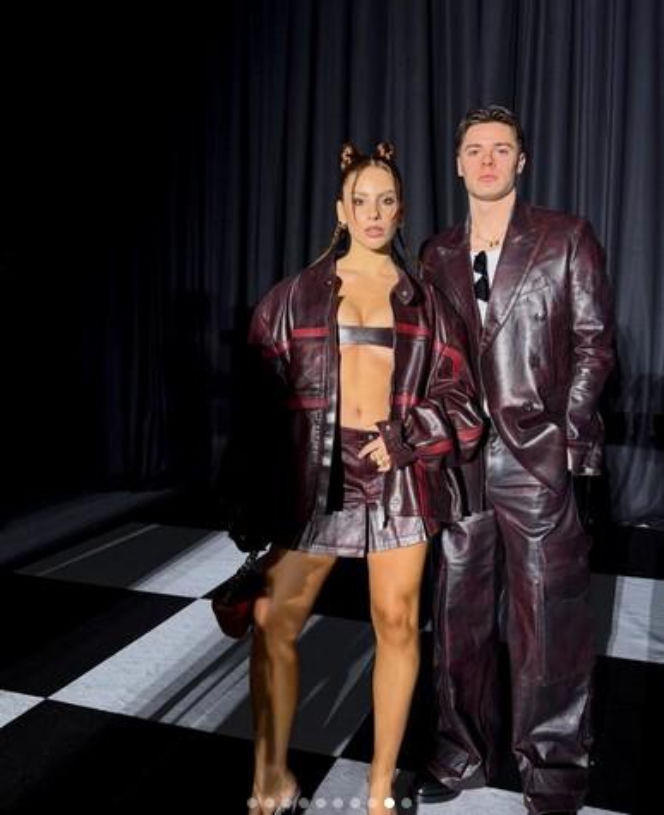 Nicola Zalewski i Emily Pallini na pokazie mody w Mediolanie