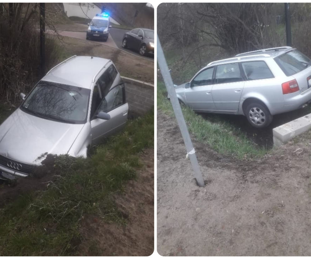 Szaleńczy pościg na ulicach Gryfina. Audi wylądowało w rowie