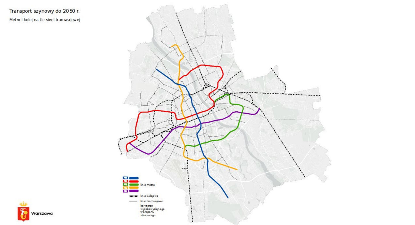 Pięć stacji metra do 2050 roku. Wielki masterplan dla Warszawy