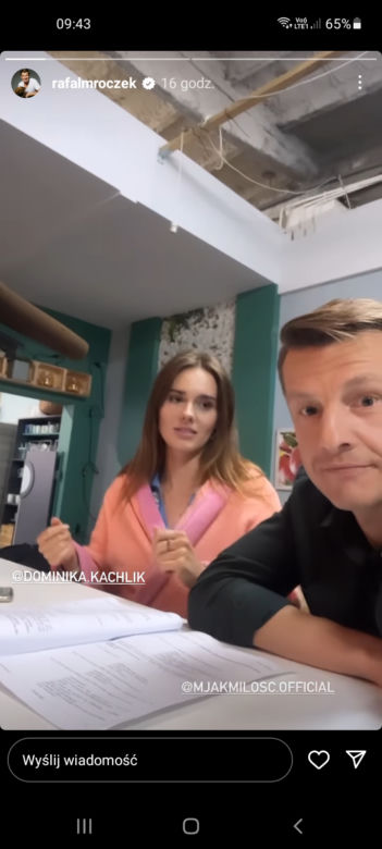M jak miłość na planie odcinek 1693. Paweł (Rafał Mroczek), Franka (Dominika Kachlik)