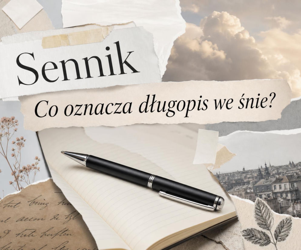 Czarny długopis leży na otwartym notesie. Kolaż o znaczeniu snów, o którym przeczytasz na SE.