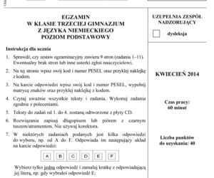 EGZAMIN GIMNAZJALNY 2014 NIEMIECKI: ARKUSZE, ODPOWIEDZI, ROZWIĄZANIA