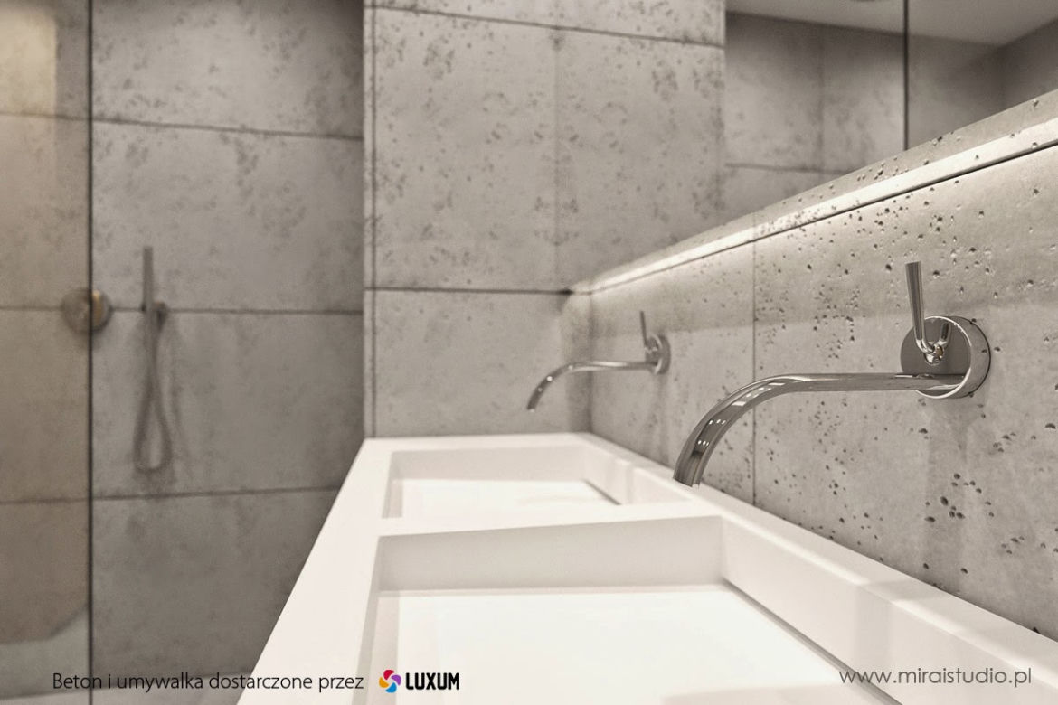 Beton architektoniczny - płyty betonowe na ścianie LUXUM