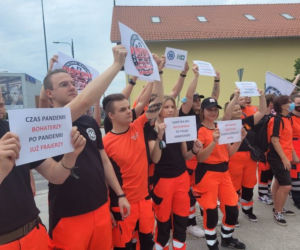 Protest ratowników medycznych w Olsztynie