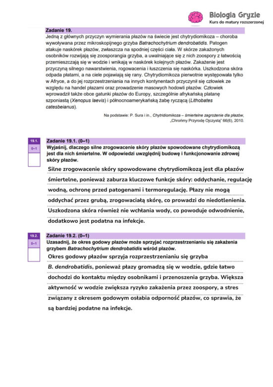 Odpowiedzi matura próbna biologia rozszerzona 2024