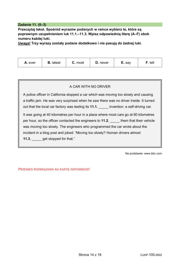 Próbny egzamin ósmoklasisty 2026 CKE: język angielski. Arkusze CKE z angielskiego [14.01.2026]