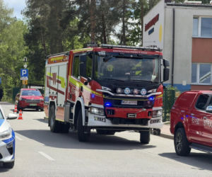 Pożar dachu budynku szkoły w Kruszewie