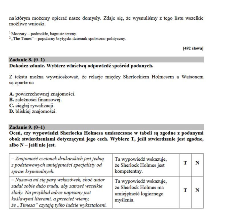 Egzamin gimnazjalny, język polski ARKUSZE