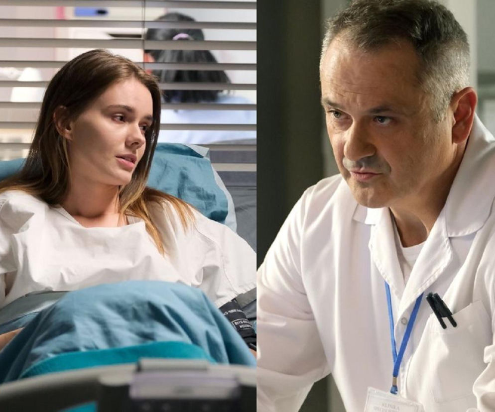 Aktorka Dominika Kachlik jako Franka w szpitalnym łóżku i Wojciech Billip jako kardiolog w białym kitlu, zaniepokojeni diagnozą. Ten dramatyczny moment z serialu M jak miłość to zapowiedź złych wieści, które czekają Frankę po operacji. Więcej informacji znajdziesz na Super Seriale.