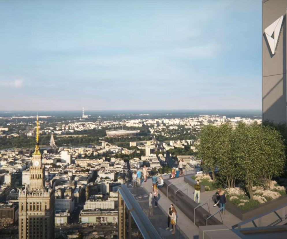 Tak będzie wyglądał park i taras widokowy na dachu Varso Tower. Niesamowita panorama na Warszawę