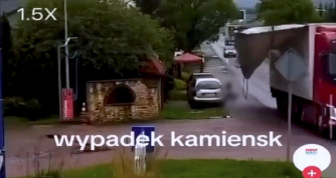 Pas od tira uderzył kobietę prosto w głowę. Wszystko widać na nagraniu
