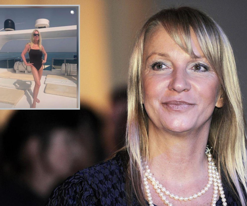 Tak się pręży 65-letnia Bojarska-Ferenc w skąpym kostiumiku kąpielowym! Taki pokaz mody mężowi urządzałam
