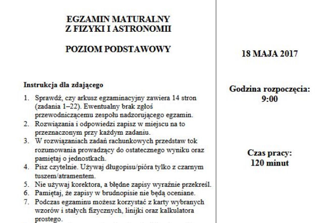 Matura 2017 fizyka