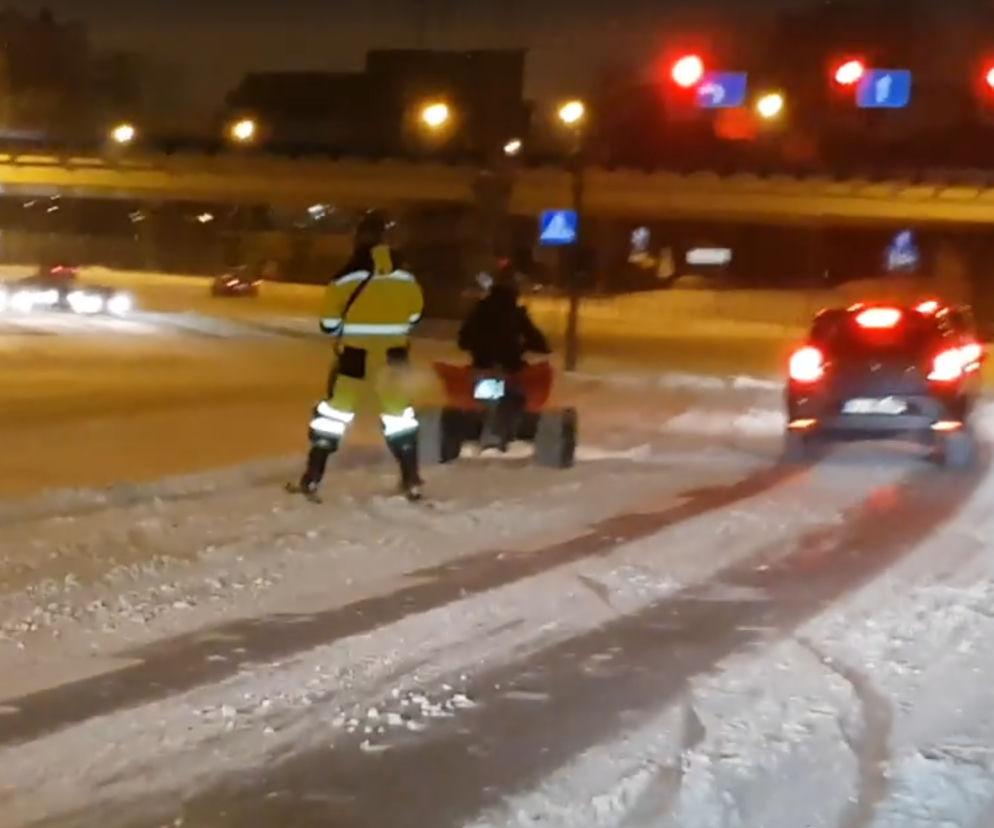 Poznań: Narciarza po ulicy ciągnął quad! Policjanci szukają mężczyzn!