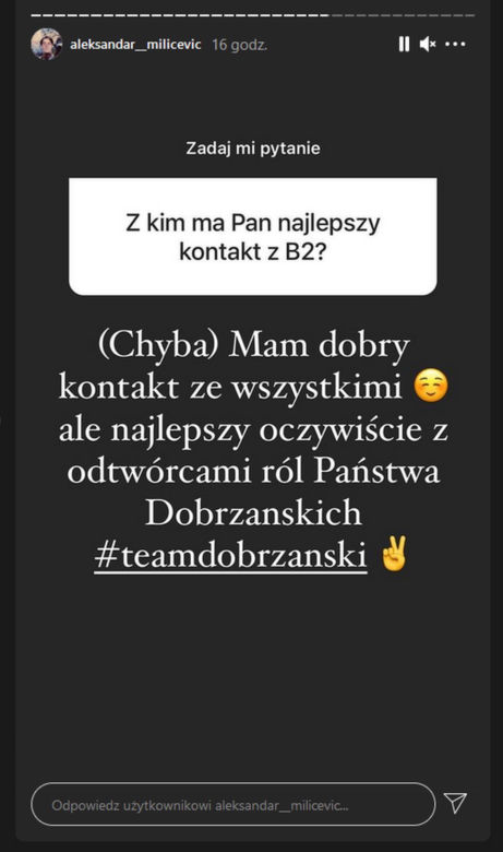 Aleksandar Milićević (Marek 2) na Instagramie o roli w serialu BrzydUla