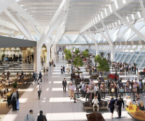 Wizualizacja terminala lotniska we Florencji z winnicą na dachu według projektu architekta Rafaela_Vinoly