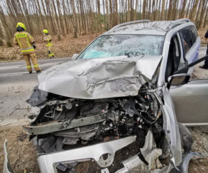Wypadek na trasie Barczewo - Jeziorany. Mężczyzna zasnął za kierownicą? [ZDJĘCIA]