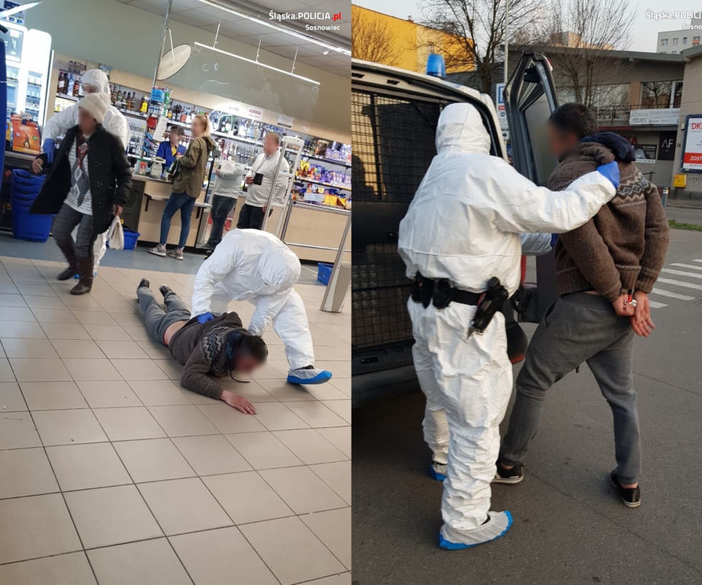 KASZLAŁ na ludzi w w sklepie! Krzyczał po pijaku, że ma koronawirusa!